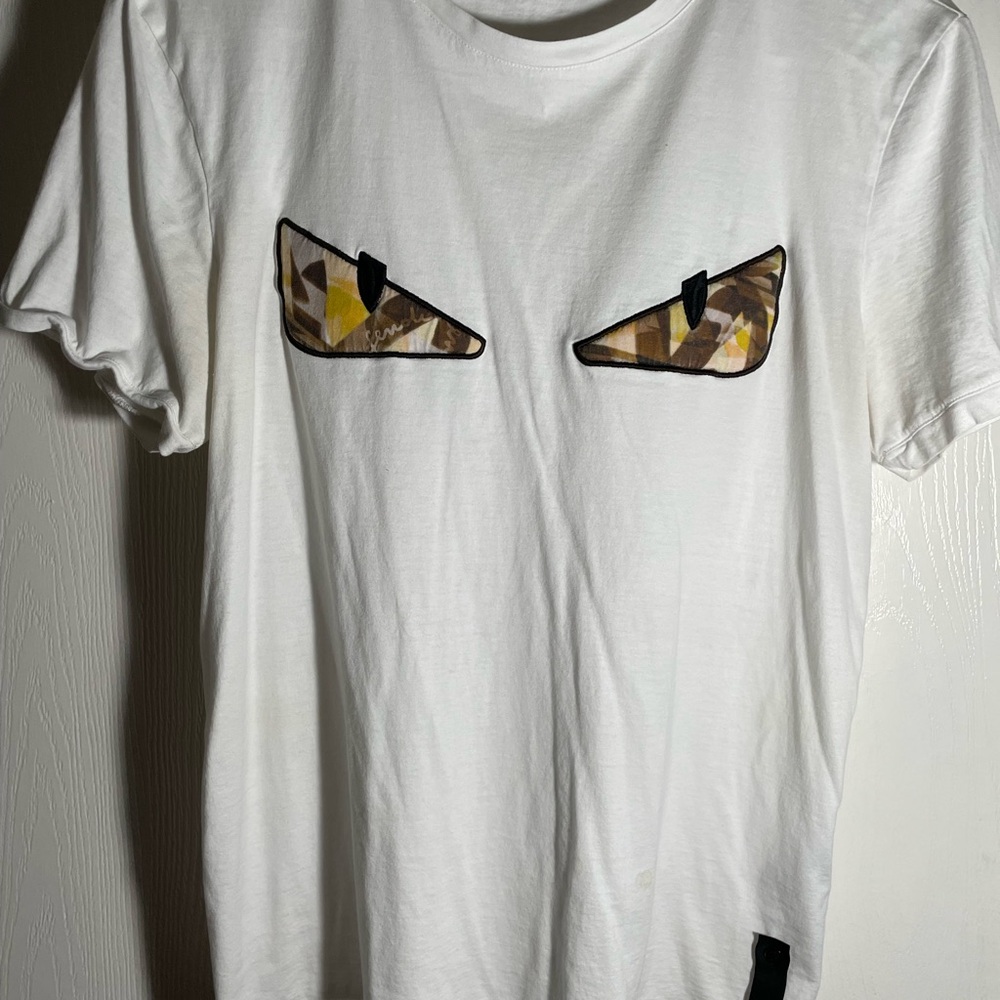 Fendi White Tee with Geometric Eye Design